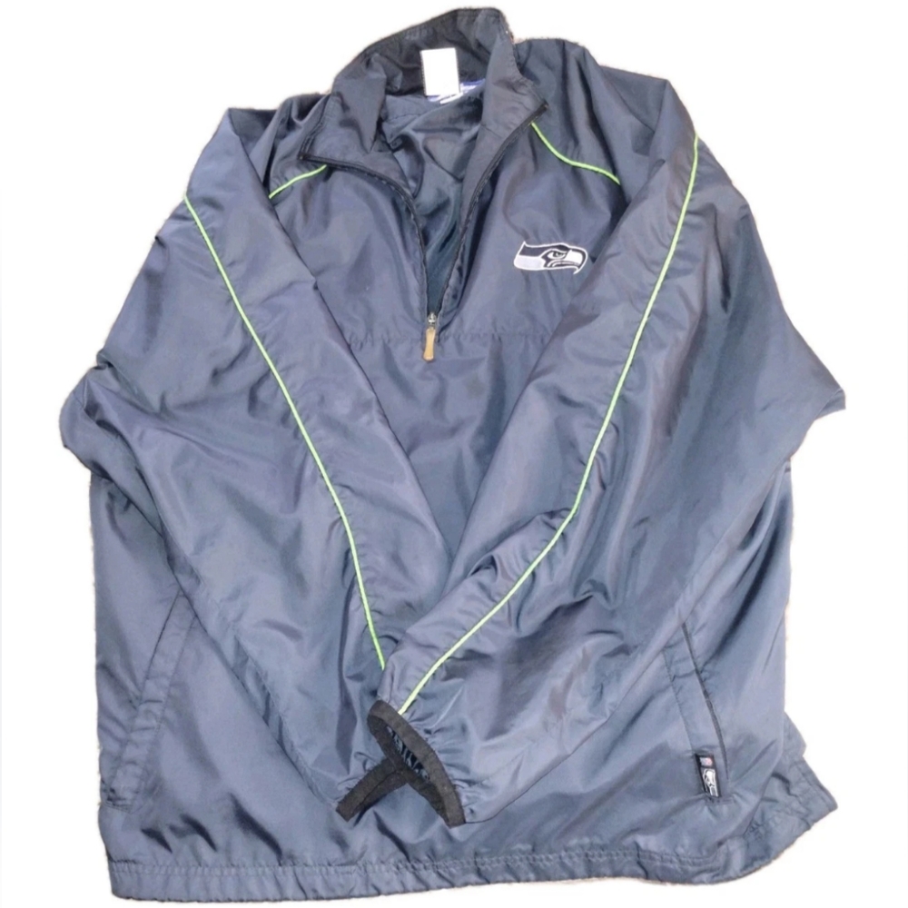 Seattle Seahawks Poncho Reebok NFL Team Apparel on Field Blue XL w/ Pinstripes